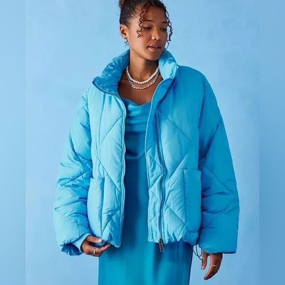 New Free People Blue Emmy Swing Puffer Jacket - Picture 1 of 9